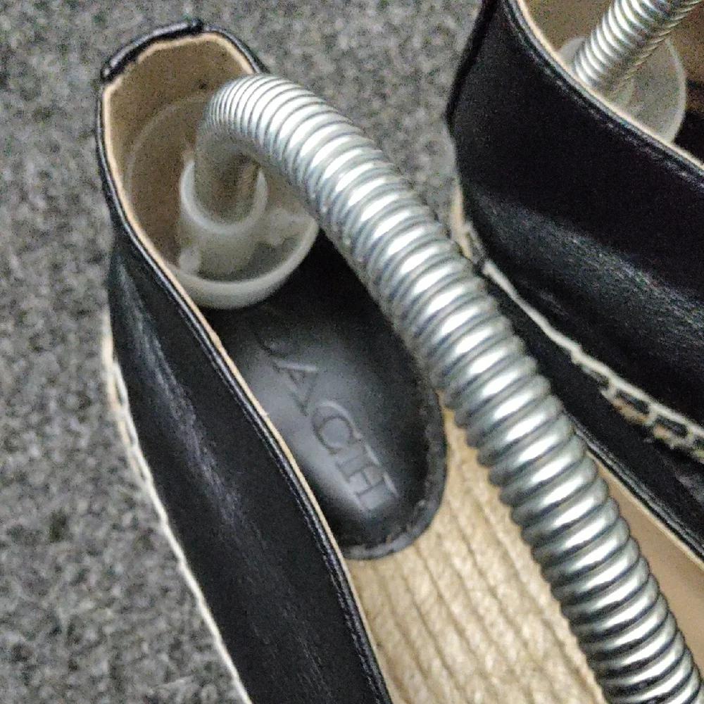 Coach "Carley" Signature Black Leather Espadrille Flats #C6763 - Picture 3 of 12